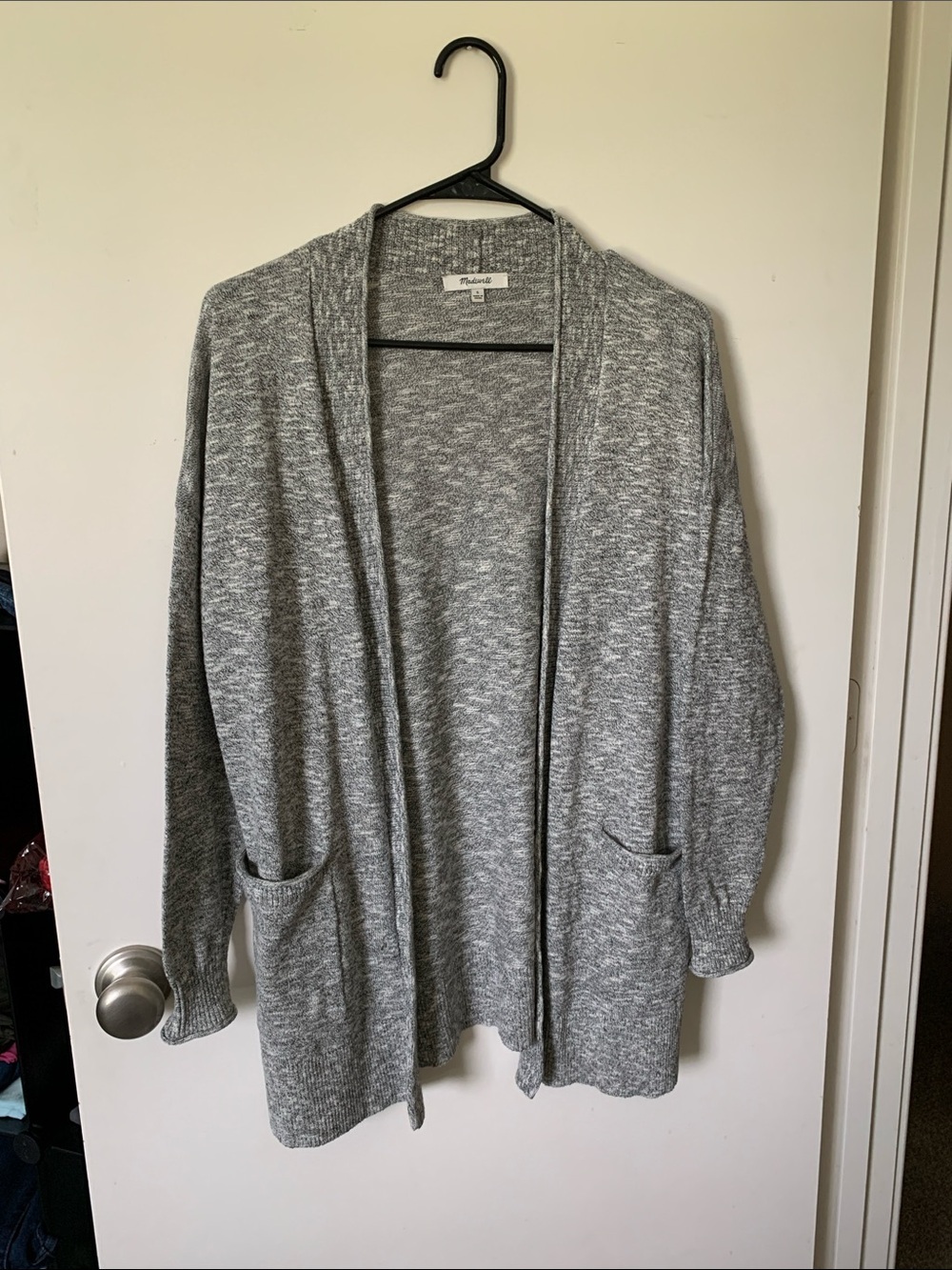 Madewell Heather Gray Open-Front Pocket Cardigan